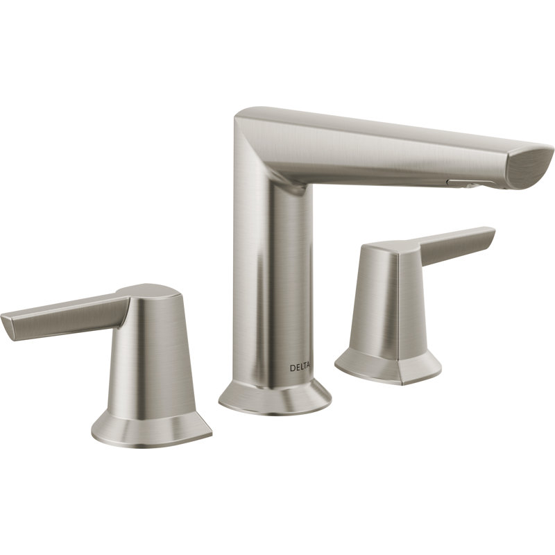 Robinet de salle de bain à large entraxe avec drain Galeon, Acier inoxydable Lumicoat
