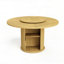 Table de salle à manger ronde de 55 pouces avec plateau rotatif et support de rangement double - finition naturelle-131463796