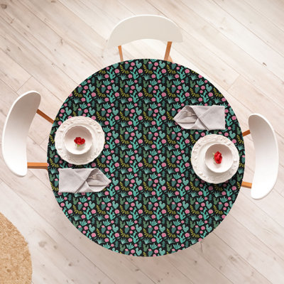 East Urban Home Cactus Fitted Round TableclotMulticolor 84007
