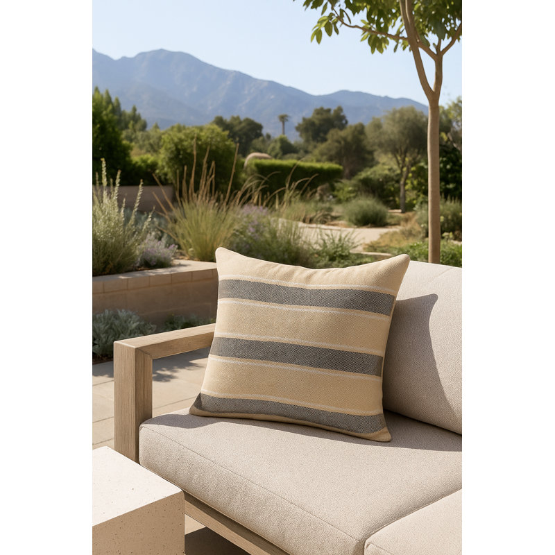 Classic Grey Sail Stripe Indoor Outdoor Pillow 14x20, Green, Square 24", Pillow Cover Only - No Insert
