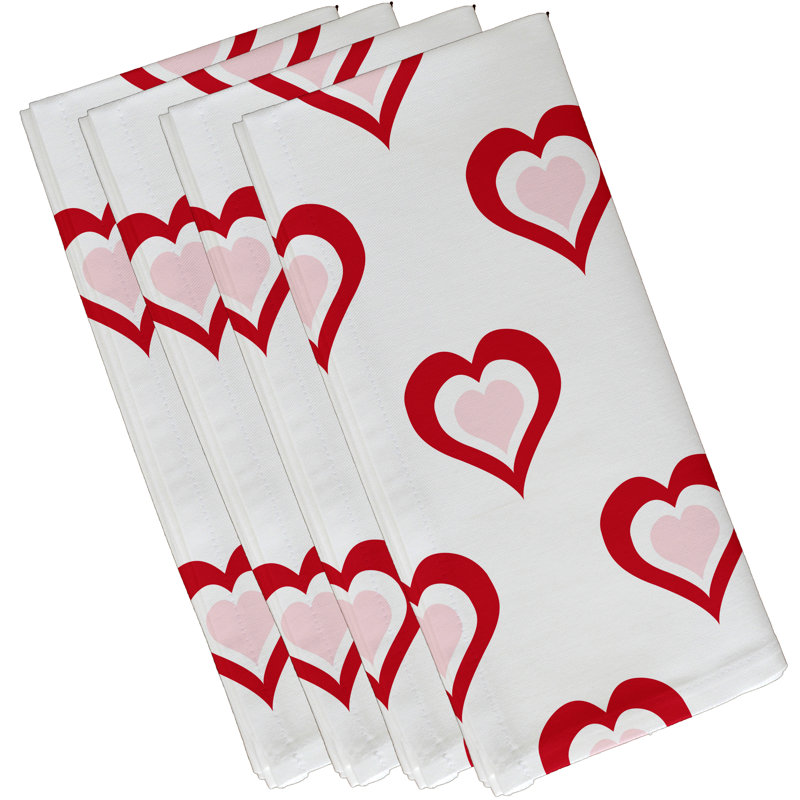 Ensemble de serviettes 4 pièces Saint-Valentin, L 18 po x L 18 po, Rouge