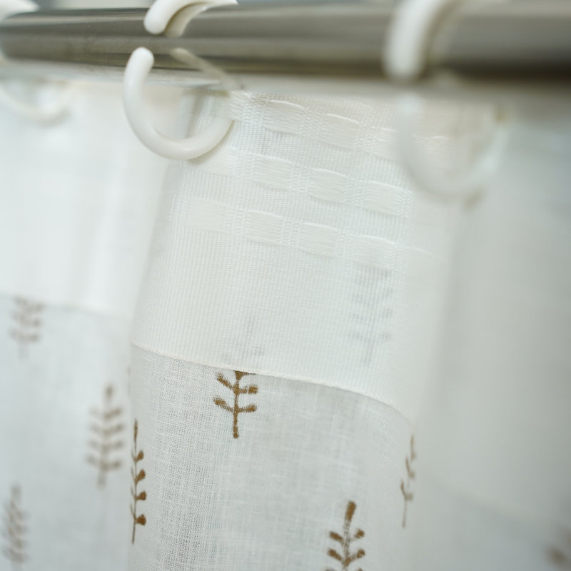 Linen Curtain with Hand Block Printing Rustic Home Vibes, Darpan, Gray, 54" W x 45" L