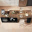 Îlot de cuisine avec table à manger extensible, armoire de rangement, tiroirs, dessus brun rustique, piètement en chêne noir-374892674