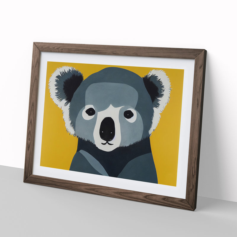 Koala Bear Modern Abstract - Single Picture Frame Print, 34cm H x 46cm W x 2cm D, Walnut Framed