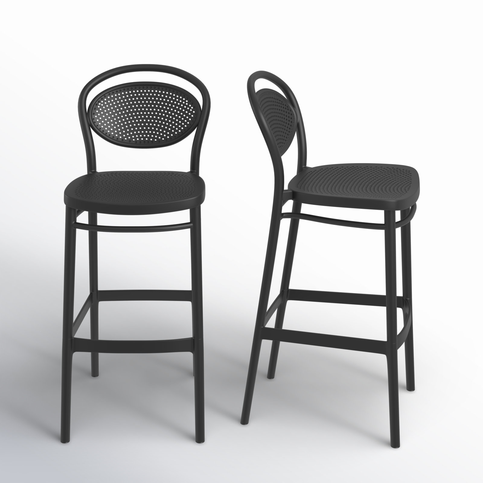 Farrah Outdoor Bar Stool, Black, Bar Stool (29.5" Seat Height)