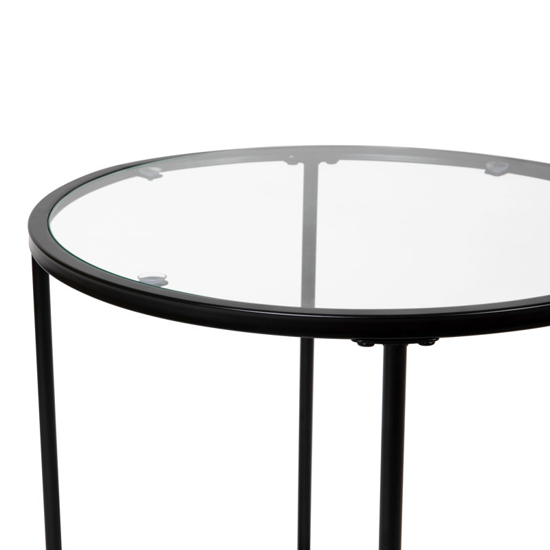 Astoria Collection Round End Table, Modern Accent Table with Metal Frame, Matte Black