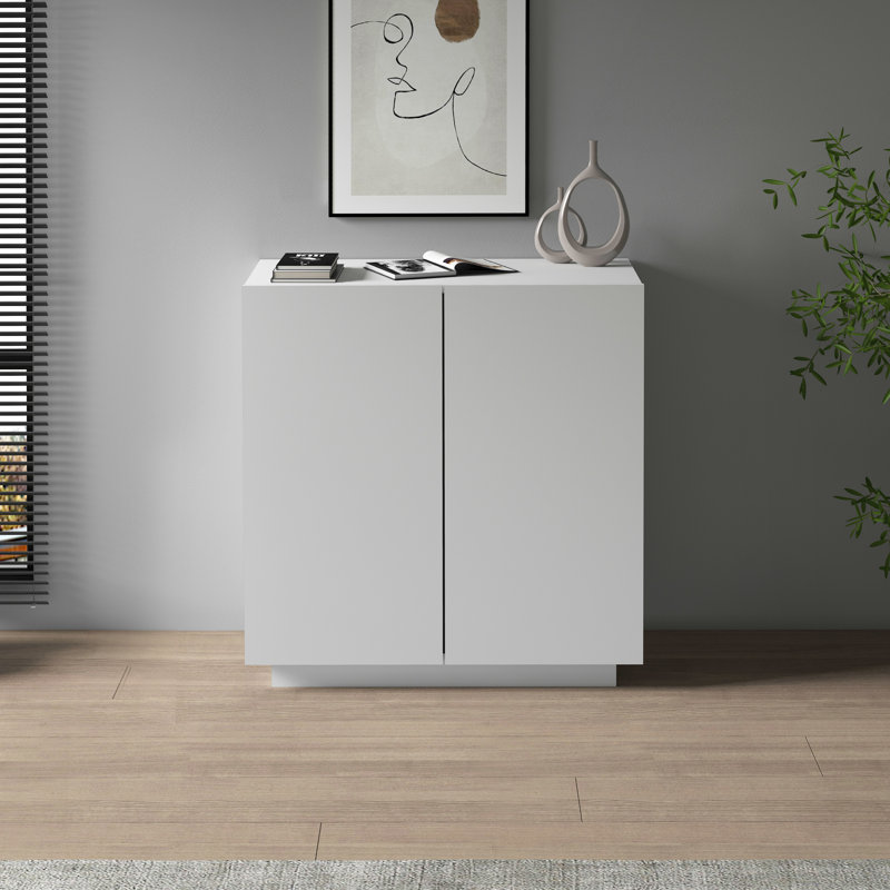 Sawaira 2 -Door 1 -Shelf Storage Cabinet, Ligth Grey