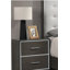 Table de chevet 1 tiroir 2 pièces avec accents chromés gris au fini rustique pour chambre à coucher