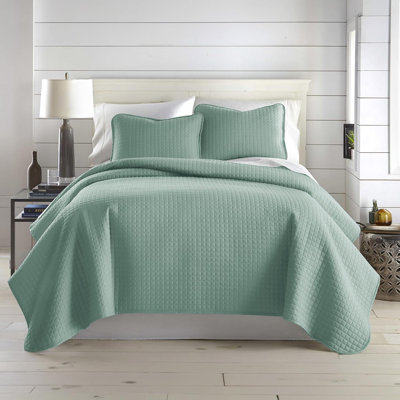 Southshore Fine Linens Vilano Oversized Quilt Set, Double-Brushed Microfiber Lightweight Quilted Bedding with Waffle Geometric Pattern and 2 King Pillow Shams, King/California King, Steel Blue