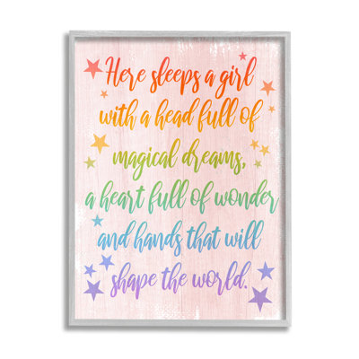 «Girl with Head Full of Magical Dreams», estampe blanche encadrée de Daphne Polselli