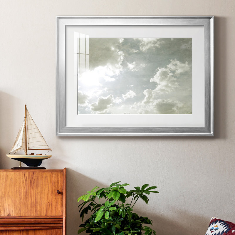 " Sky Scrapers I ", Silver, 26.5" H x 36.5" W x 1" D, White