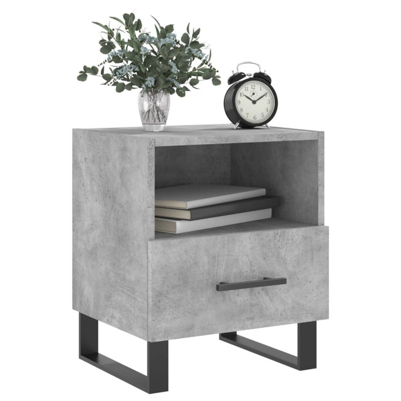Introduce an air of modern charm to your interior with this bedside cabinet!, Concrete Grey