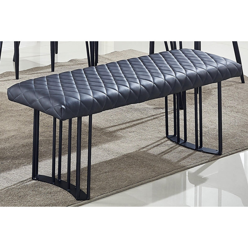 Banc en similicuir Assinthe, Gris foncé