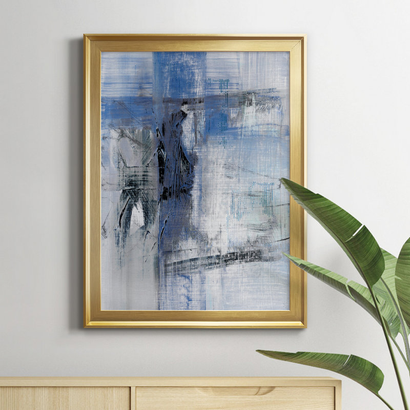 Reflections in Indigo - Peinture sur toile encadrée, H 22,5 po x l 30,5 po x P 1,5 po, Or