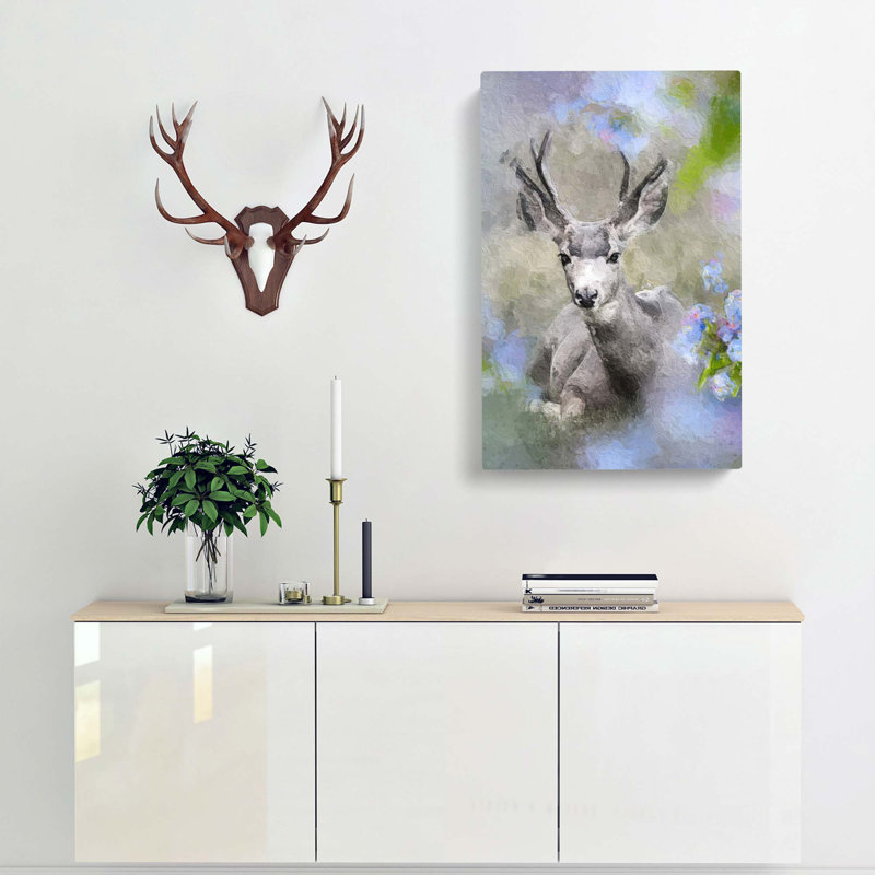 Resting Deer - Wrapped Canvas Painting, 60cm H x 40cm W x 3cm D