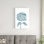Impression sur toile bleu marine aquarelle Hyrdrangea