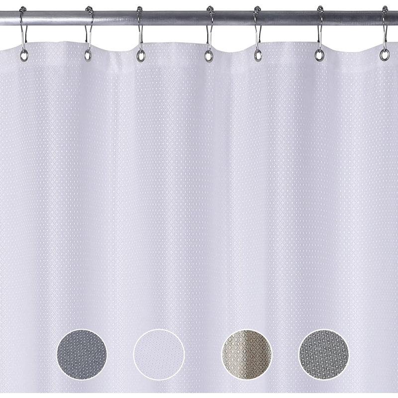 Adesha Polyester Shower Curtain, White, 182.88cm H x 182.88cm W