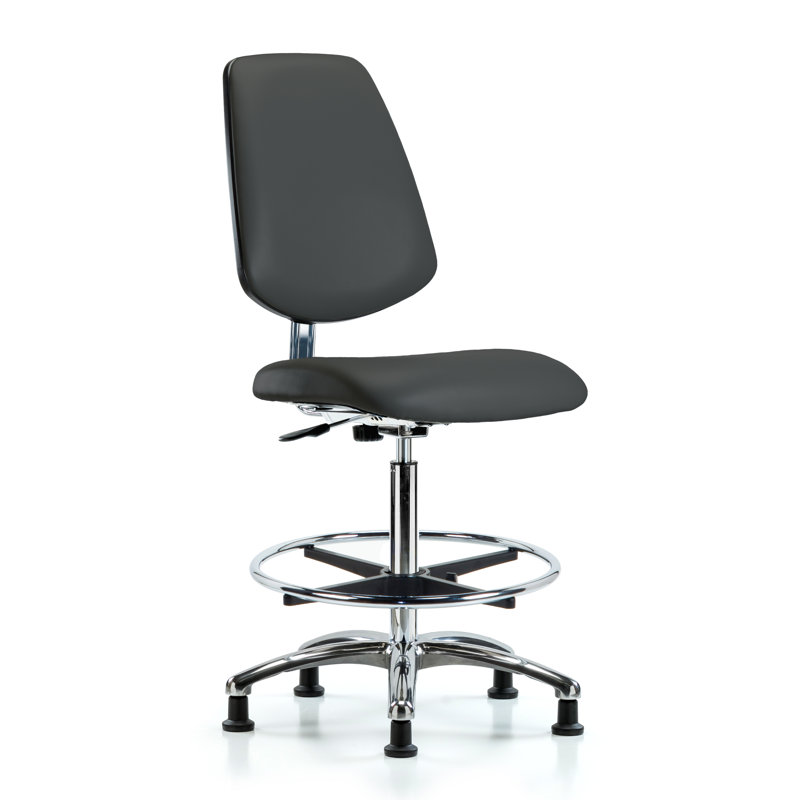 Kendal Vinyl Drafting Chair, Charcoal, Glides