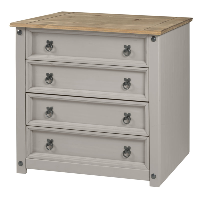 Bridewell Solid Wood 80 cm W Chest of 4 Drawers, Grey