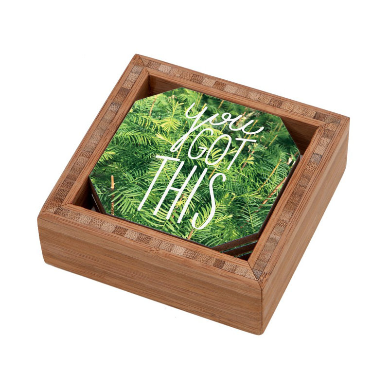 Wood 4 Piece Coaster Set