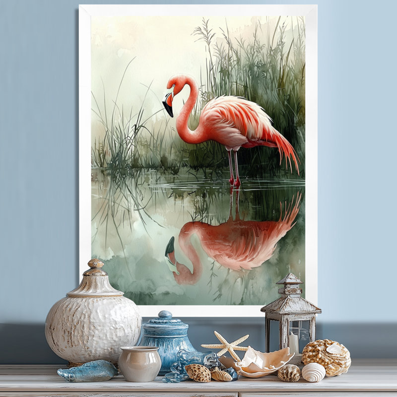 Cornella - animaux, art mural sur toile, H 40 po x l 30 po, Picture Framed, Blanc
