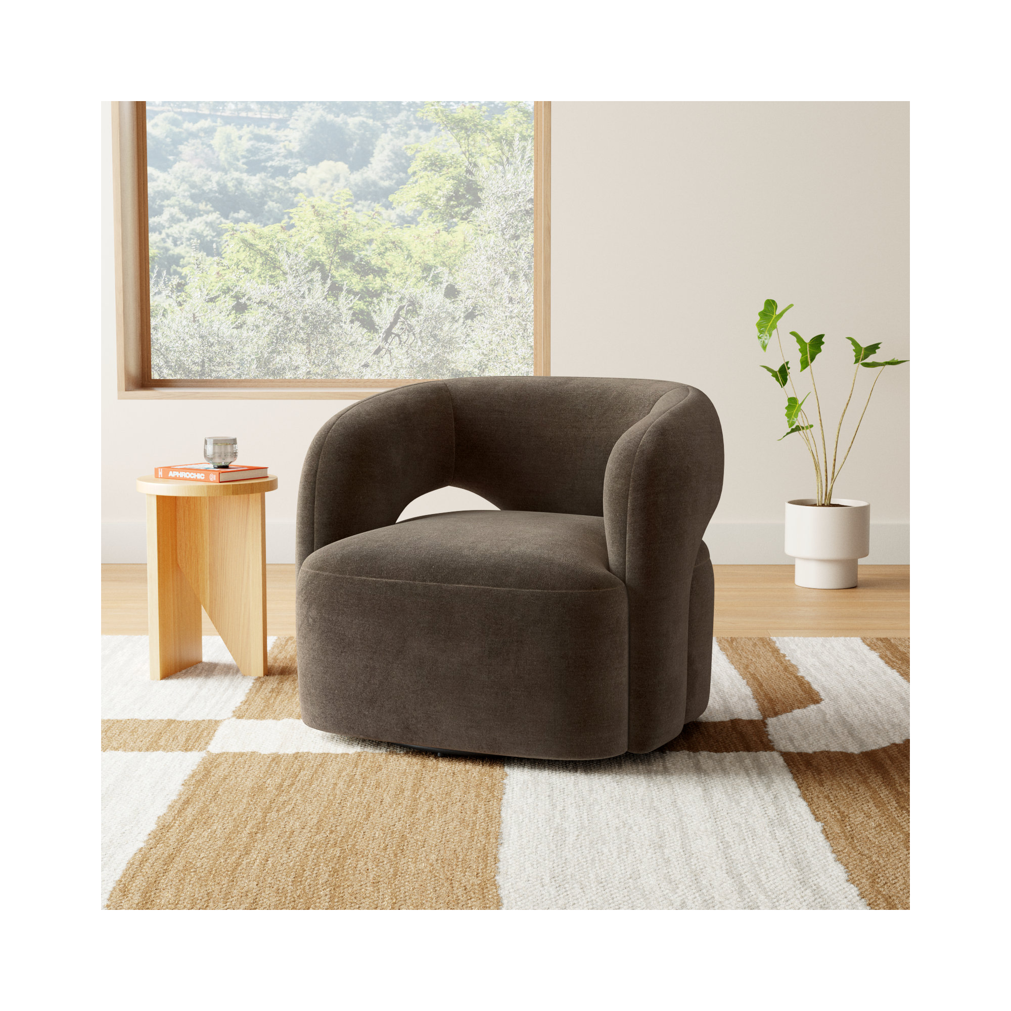 Novella Swivel Chair-Monte Olive, Monte Olive Polyester Blend