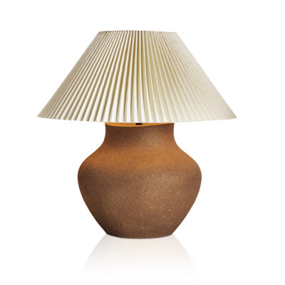 Lampe de table plissée Parma - Porcelaine texturée sable foncé