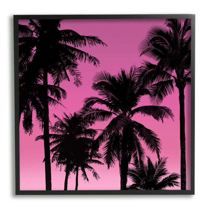Palmiers roses tropicaux par Mia Jensen, Giclée encadrée noir minuit, H 17 po x l 17 po x P 1,5 po