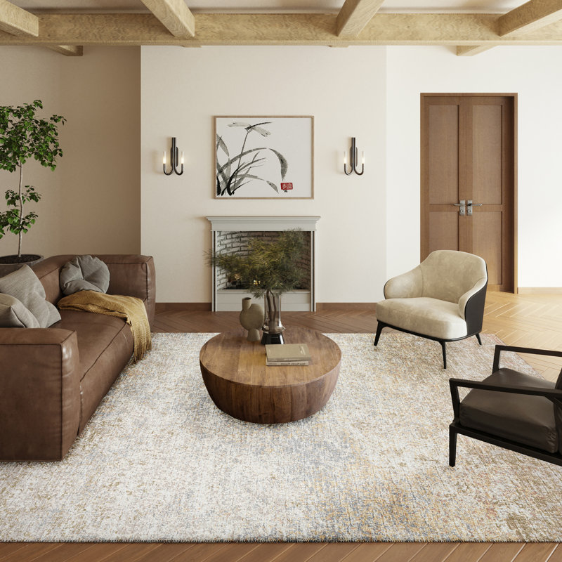 Beige Flat Woven Chenille 5' x 7'6" Area Rug