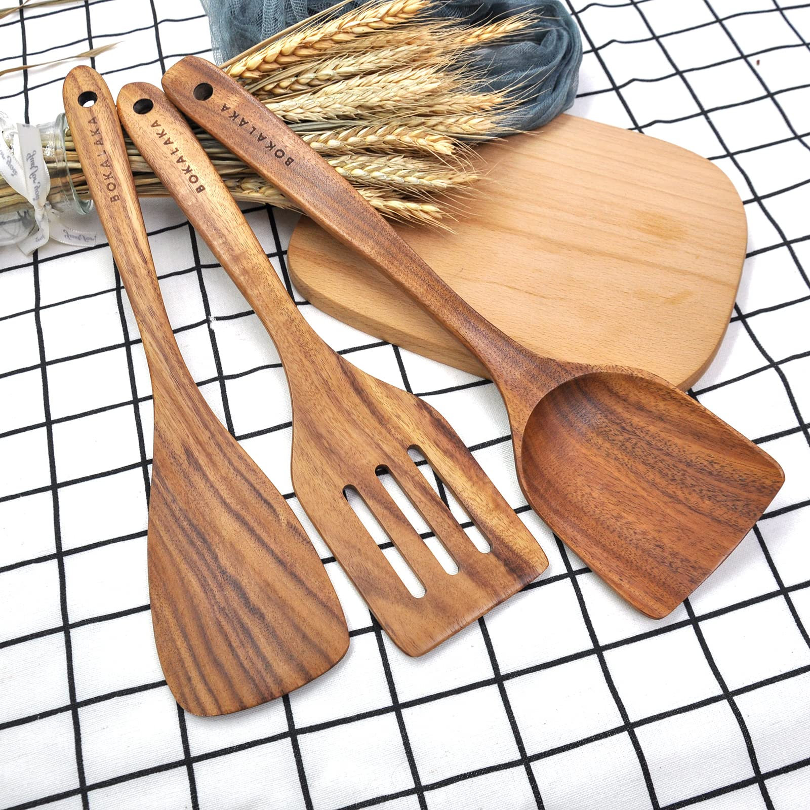 Wooden Spoons for Cooking, 10 Pcs Teak Wood Cooking Utensil Set – Wooden  Kitchen Utensils for Nonstick Pans & Cookware – Sturdy, Lightweight & Heat