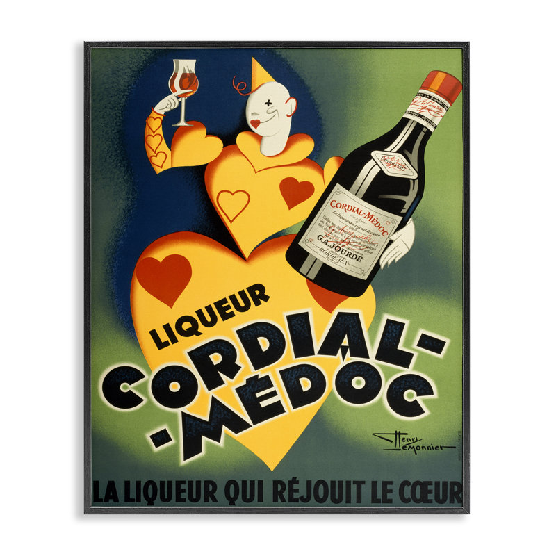 Publicité rétro sur vin rétro, estampe numérique, conception de Marcus Jules, H 14 po x l 11 po, Giclée encadrée noir minuit