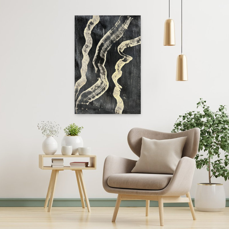 «Curvy Line», art mural contemporain abstrait, H 36 po x l 24 po