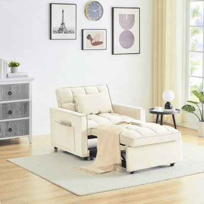 Sofa Bed Chair 3 In 1 Convertible, Recliner, Single Recliner, Suitable For Small Spaces With Adjustable Back