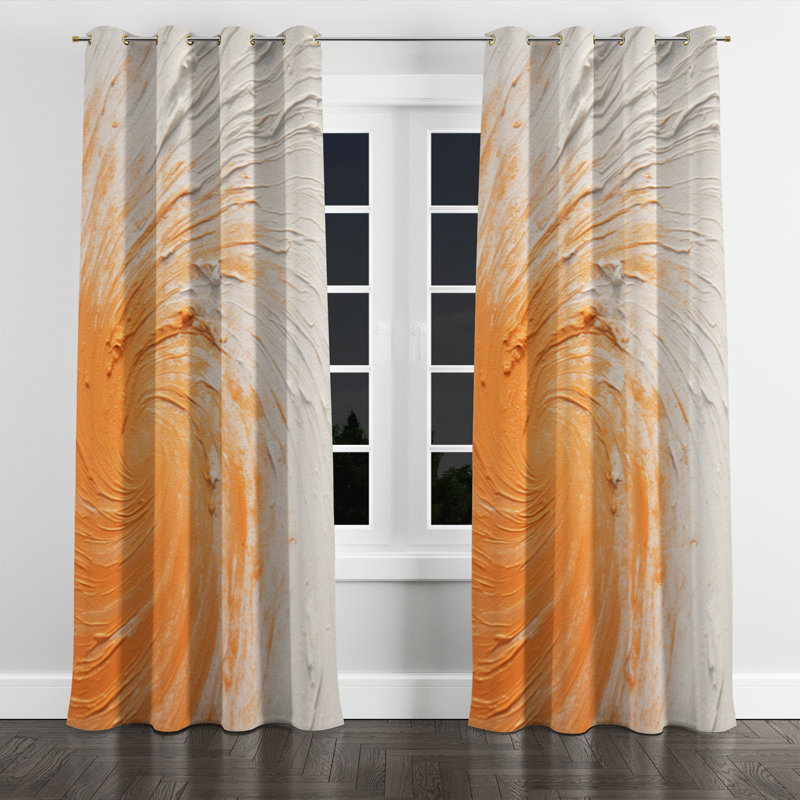 Latorre - Modern Spiral Abstract Room Darkening Grommet Curtain - 1 Panel, 52" W x 84" L, Golden Grommets