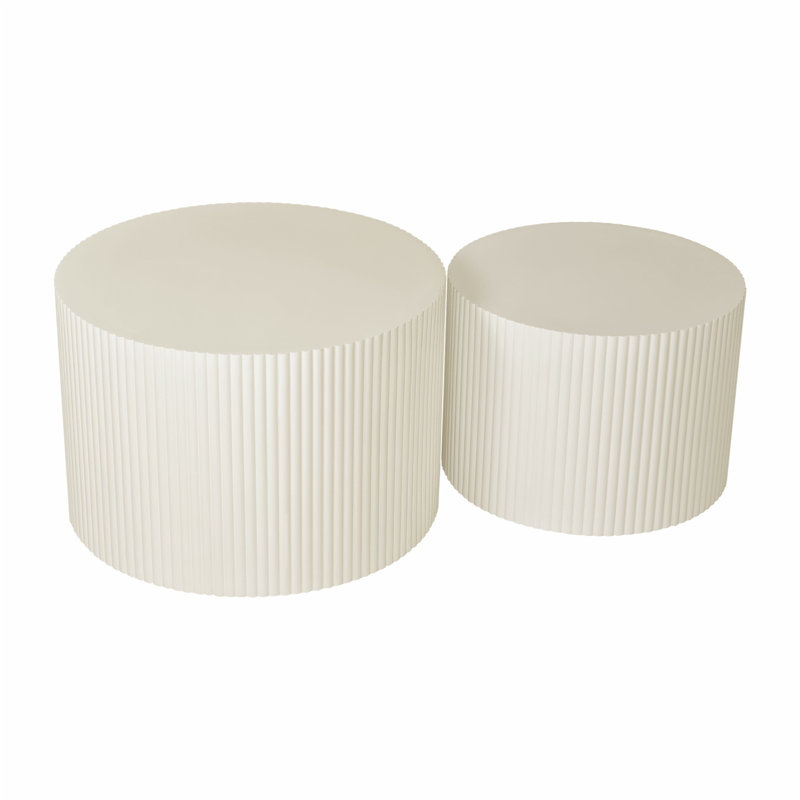 Wave Stripe Nesting Coffee Table(Set of 2), Beige