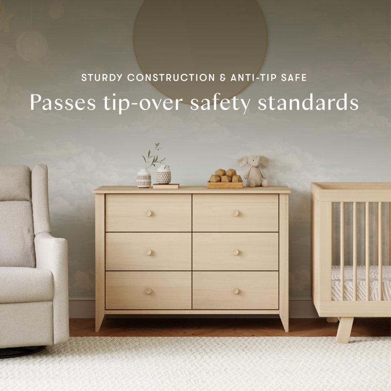 Sprout 6 Drawer 19.75" Double Dresser, Washed Natural