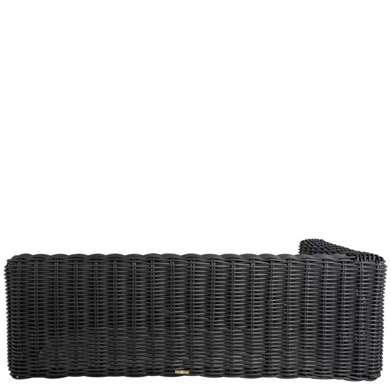 Montecito N-Dura Resin Wicker Outdoor Left Arm Facing Loveseat - Onyx, No, Linen Snow