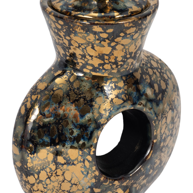 Vase Stoneware Circular Cut-Out Design Modern Transitional Decorative Accent Statement Piece Versatile Sculptural Form Contemporary Home Decor Geometric Focal Point Art-Inspired Styling