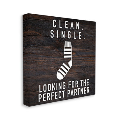 " Humorous Single Sock Laundry Sign Grain Pattern " by Marcus Prime