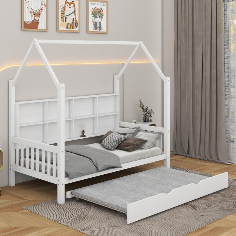 Lit simple en bois avec lit gigogne, Simple