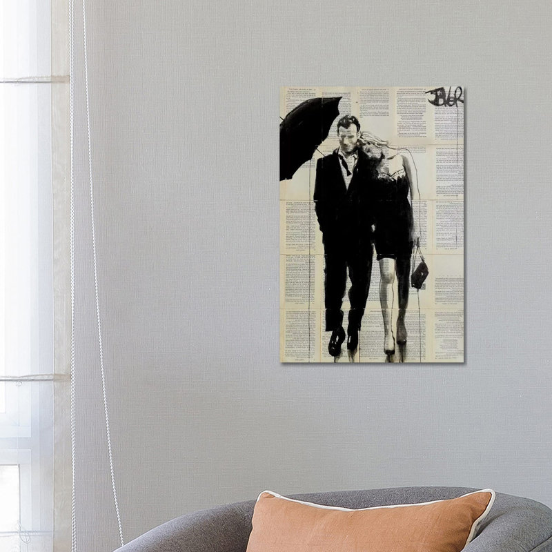 Impression d’art graphique, "each other" par Loui, Pas de tapis, H 26 po x l 18 po x 1,5 po, Toile tendue