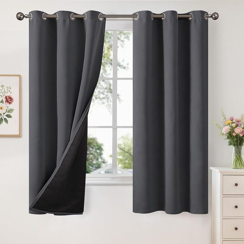 Paire de rideaux occultant en polyester, L 42 po x L 54 po, Blanc grisâtre