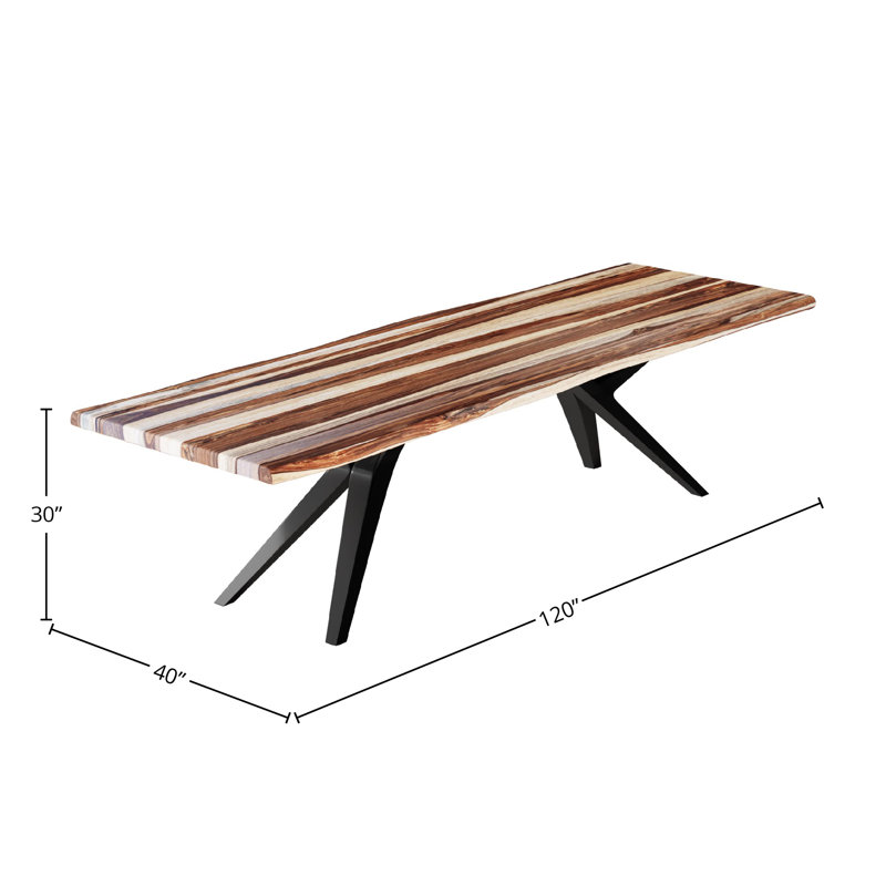 Table de salle à manger Geosvani, L 40 po x L 120 po, Brun / brun clair