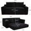 Fauteuil convertible 2 places en velours côtelé avec structure en acier et mousse à mémoire de forme, sans assemblage, noir-1358801481-1358801482