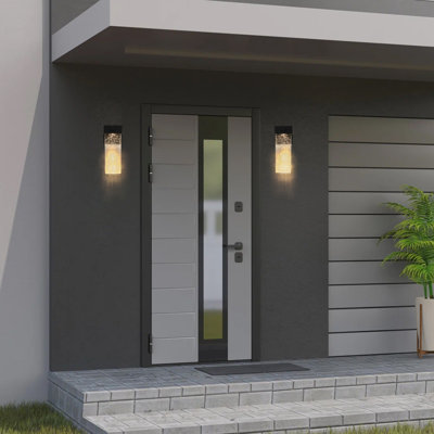 Black Modern LED Outdoor Wall Sconce with Dusk to Dawn Sensor
