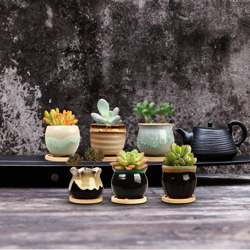 Pot à plante grasse de 2,1 pouces avec drainage, pots à fleurs / à fleurs, petit pot à fleurs pour mini plante en céramique