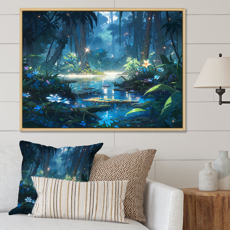 " Wild Jungle ", 24" H x 32" W x 1" D, Natural Floater Framed