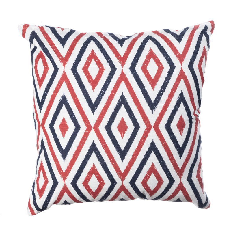 Umber Square Cushion Cover, Red/White/Grey