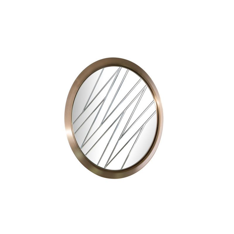 Adwait Round Metal Framed Wall Mounted Accent Mirror in Brushed Brass