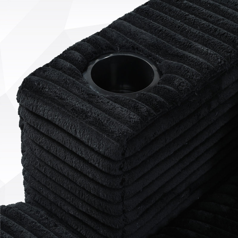 Canapé-lit modulaire surdimensionné avec méridienne et canapé-lit Corduroy, Black